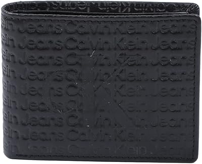 Fine leather wallet with RFID Calvin Klein monogram for men, black, black, profile.. Shop like never before with DIAYTAR NIGERIA's comprehensive marketplace and budget-friendly shipping.