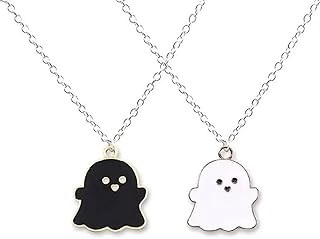 Necklace with cute black and white ghost pendant for women, men, girls, boys, best friends, little friends, couples, costume jewelry, durable and fashionable, 2 pieces.. No hassle, just shopping — DIAYTAR Nigeria delivers in under 8 days.