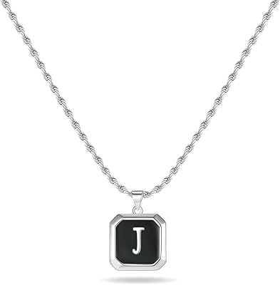 Initial necklace with silver rope chain for men, initial collar for men, boys and women, thick initial collar for men.. Discover shopping made effortless with DIAYTAR NIGERIA's comprehensive platform and quick shipping.