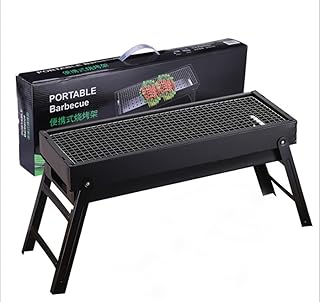 Portable charcoal grill, foldable for outside/the house/campsite, stainless steel oven (black).. DIAYTAR NIGERIA: Where online shopping becomes effortless with budget-friendly nationwide delivery.
