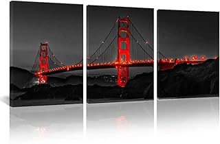 Black and red landscape Golden Gate Bridge San Francisco Giclée Walls for office, living room, bedroom, supervised poster ready to hang.. DIAYTAR NIGERIA: Connecting Nigerians with their needs through affordable prices and 5-8 day shipping.