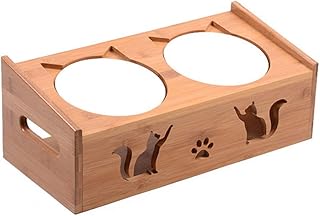 Dining table in solid wood for pets, cat bowl, dog bowl, ceramic bowl, oblique protection, cervical vertebra, high resistance, waterproof, striped paint, solid wooden table.. DIAYTAR NIGERIA transforms wishes into deliveries with our affordable and reliable e-commerce platform.
