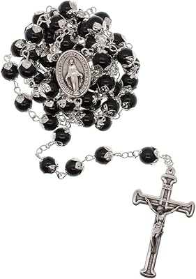 Rosary with glass pearls with a delicate design with metal lid | blue or black.. Discover the perfect balance of selection and value with DIAYTAR NIGERIA's nationwide e-commerce platform.