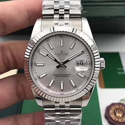 Automatic mechanical watch Datejust for men in stainless steel, black sapphire glass blue gray 41 mm, color: gray (color: white).. Shop with purpose at DIAYTAR NIGERIA and discover a world of products at budget-friendly prices.