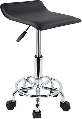 KKTONER Square pivoting chair adjustable in height with PU leather footrest, spa, beauty salon, pivoting work chair for tattooing, size S (black).. Nigeria's favorite online shopping platform, DIAYTAR offers unbeatable prices and delivery within a week.