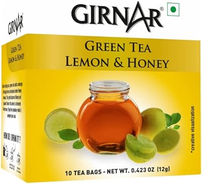 Green tea Girnar with lemon and honey, 10 tea sachets, 12 grams.. DIAYTAR NIGERIA: Where shopping dreams come true with budget-friendly prices and nationwide shipping.