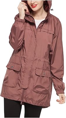 Rokka & Rolla Waterproof Coat long windbreaker anorak with light hooded for women.. DIAYTAR NIGERIA: Making online shopping accessible to all Nigerians with our affordable platform.
