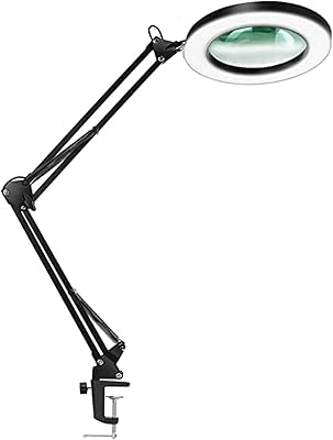 Large desk lamp, Dioptrie 8, 5x real glass lens, 3 color modes, light in variable intensity continuously, adjustable swivel arm with pliers, lef led lamp and support for crafts, reading and close -up work.. Shop easy, pay less, get it fast — with DIAYTAR Nigeria.
