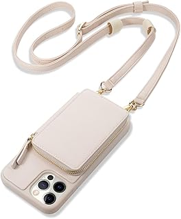Zve Strap case with brilliant lip rings compatible with iPhone 14 pro max, zipper phone case with carriers and wardrobes for women, leather portfolio for iPhone 14 pro max (6.77 inch), 5g-beige.. Your shopping dreams realized through DIAYTAR NIGERIA's affordable platform with reliable delivery times.