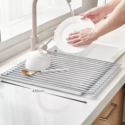 Foldable stainless steel draftsman with silicone coating, anti-rust, above the sink (43 x 33 cm, gray).. Nigeria's most loved e-commerce platform delivers affordable shopping solutions to your doorstep.