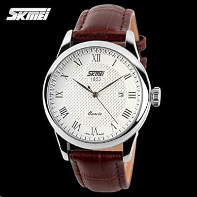 Skmai 9058 watch for men and women with analog leather bracelet and quartz movement for couples by AJ, bracelet.. Thousands of choices. Zero hassle. All thanks to DIAYTAR Nigeria.
