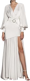 Zokiva Long Long Dress of White Evening Creator split on the side for women.. With DIAYTAR Nigeria, you can browse through thousands of items at the best prices. Place your order today and receive it in less than a week.