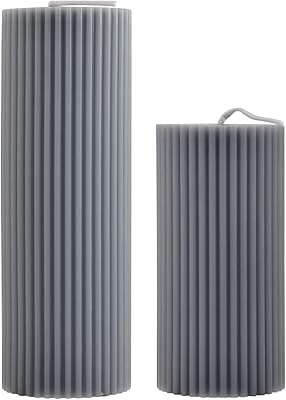 Candle Pillar scented in soy wax for decoration of the house, birthday, Valentine's Day, wedding, Christmas (gray ribbed pillar candle).. DIAYTAR NIGERIA: Your affordable gateway to thousands of products delivered promptly nationwide.