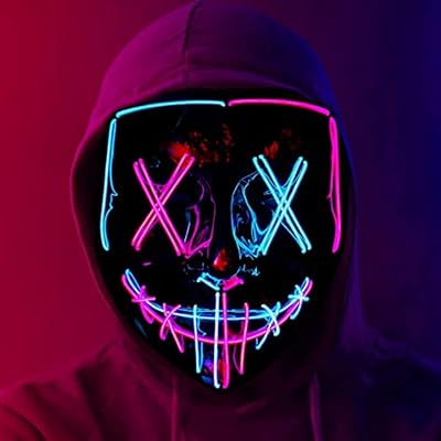 Halloween amateur led mask with frightening design, purge mask i scary Christmas mask with neon children and adults, disguises for carnivals, masked parties, cosplay evenings.. DIAYTAR NIGERIA: Your one-stop e-commerce destination with affordable prices and nationwide delivery in 5-8 days.