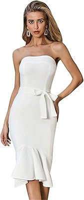 Elegant evening dresses, straps, a shoulder, knitted evening dress for women (color: white, size: medium).. Discover why thousands choose DIAYTAR NIGERIA for affordable products delivered in less than a week.