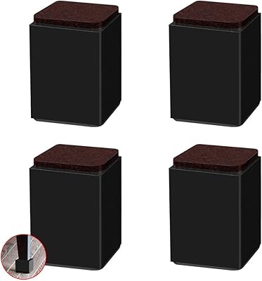 Square furniture lifting feet, carbon steel sofa feet, self-adhesive replacement feet for bed/dining table/TV/chest of drawers, capacity of 2000 kg, black, batch of 4 rooms (6x6x10.2 cm).. DIAYTAR NIGERIA makes online shopping accessible to all with budget-friendly prices and reliable delivery.