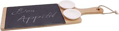 Bamboo dining board 3 -room cook with Home Basics stone handle to serve with natural edges for cheeses, aperitifs, bakery and dried fruits CB92743.. DIAYTAR NIGERIA: Where value shopping meets reliable 5-8 day delivery across the nation.