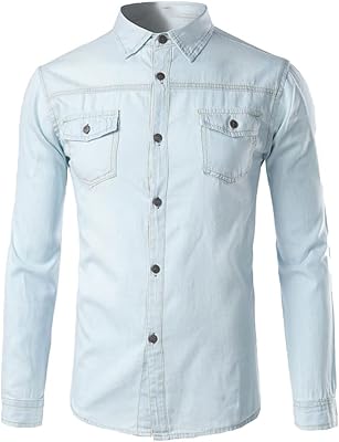 Flyhey black shirts, white denim shirt for men, long sleeve shirt for men, cotton relaxed shirts, denim shirt with pocket pocket.. DIAYTAR NIGERIA: Your trusted partner for affordable online shopping with reliable delivery timeframes.