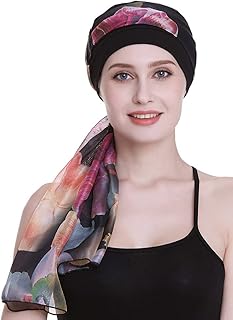 Elegant chemotherapy hat with silk scarves for women with cancer and hair loss, sleeping cap.. DIAYTAR NIGERIA brings the marketplace home to you with affordable prices and delivery in 5-8 days.