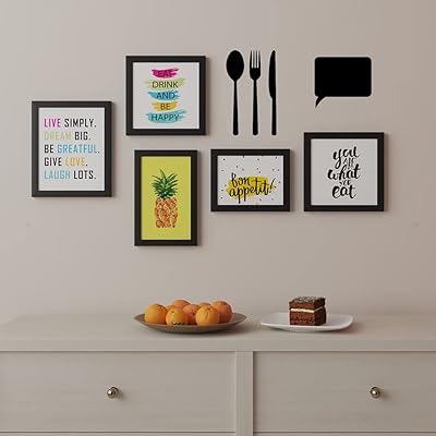 Art Street - Set of 5 Wall photo frames/art prints for dining table, kitchen or dining room with MDF wooden cutlery and chalk painting.. Shop electronics, clothes, and everything in between on DIAYTAR Nigeria.