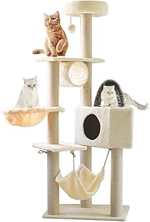 Simoo Cat Tower Cat and House Tree For Cats and Catches, 160 cm, Wooden and rattan animal supplies with multi-purpose secure bed, larger basket, spacious house easy to assemble, color khaki.. DIAYTAR Nigeria offers the perfect blend of affordability and efficiency. Shop now and get your products delivered between 5 and 8 days nationwide.
