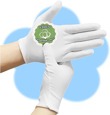 24 White cotton gloves, cotton gloves against ecoema for dry hands, white gloves for women and men, lines of washed gloves to examine coins, jewelry, silver (XL).. Your complete shopping solution, DIAYTAR NIGERIA delivers variety and value within the week.