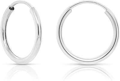 14 -carat white round golden golden creole earrings - 10-18 mm, white gold.. Shop with purpose at DIAYTAR NIGERIA, where diverse selection meets budget-friendly nationwide delivery.