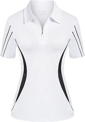 Golf polo shirt with short sleeves and zipper for women, adjusted cut, evacuating humidity, S-XXL.. Shop from anywhere in Nigeria and receive your DIAYTAR purchases at affordable prices within a week.