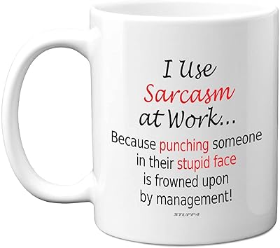 Fun cups for men and women - I use sarcasm at work - Fantasy cups for desk, cups for work colleagues, funny Santa Claus gifts, Excellent birthday gift idea, Christmas, 11 oz washable in the dishwasher.. DIAYTAR NIGERIA brings affordable shopping to every Nigerian home with delivery in just 5-8 days.