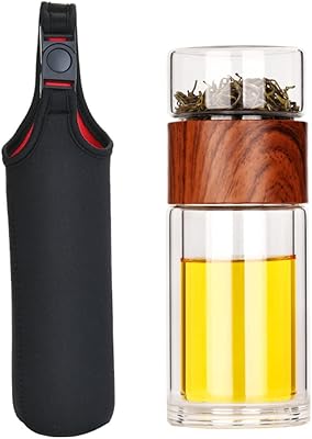 Beauty glass tea infuser, double -walled travel cup with waterproof tea bottle infuser for bulk tea bags and 8oz/230ml flowers (wood grain).. DIAYTAR NIGERIA: Bridging the gap between consumers and quality products with affordable nationwide shipping.
