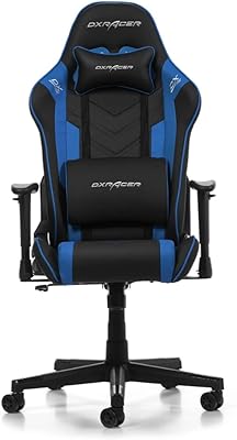 PRINCE DXRACER Prince series game chair, desktop and computer-style, luxurious pvc leather and plastic computer chair with comfortable, black and blue lumbar support (for electronic games).. Discover why thousands choose DIAYTAR NIGERIA for affordable products delivered in less than a week.