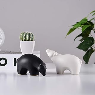 Set of ceramic polar bear figurines for decoration of the house, animal sculpture and figurine for the decoration of the house, the office, the TV table, the TV furniture, craft gifts (2 pieces).. Save more, wait less — DIAYTAR Nigeria delivers faster than ever.