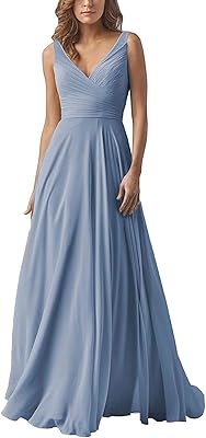 Female bridesmaid dresses for women, double V -neck, Long in silk muslin, line A, formal evening dresses.. You choose it, we deliver it — DIAYTAR Nigeria makes shopping easy.