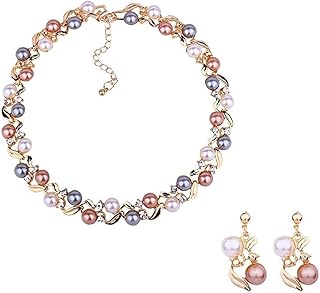 Set of jewelry for women together necklace and earrings with pearl pendants.. Experience the DIAYTAR difference with our vast product selection and delivery within 5-8 days.
