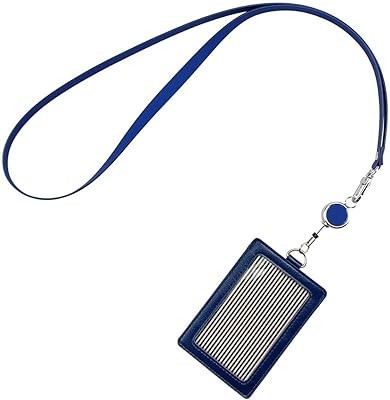 PU leather identity card case, vertical protective wallet, identity card holder with neck tower, key identity card (blue) keychain (blue).. Your ultimate shopping destination, DIAYTAR NIGERIA combines extensive selection with affordable shipping.