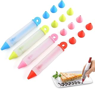 Silicone food writing pen, cake decoration pen, Practical pressing pen for cream, chocolate cake decoration tool with 4 biscuit tips and pastry sockets for bakery and kitchen, 4 rooms.. DIAYTAR NIGERIA: Transforming how Nigerians shop with our vast selection and nationwide delivery.