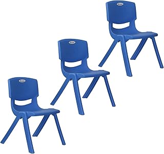 Plastic scoop children's chair for study and school, blue color, 3 -room package.. DIAYTAR NIGERIA: Connecting Nigerians with their needs through our affordable and diverse marketplace.