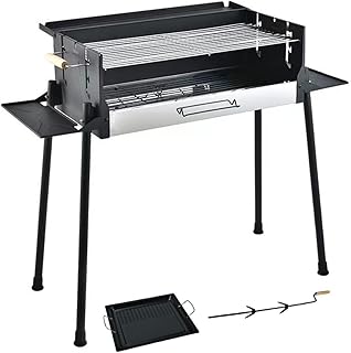 Barbecue carpet - Carbon grill in stainless steel, domestic patio/outdoor campsite/campsite/foldable outdoor equipment, suitable for 5 to 15 people (black).. DIAYTAR NIGERIA brings the joy of affordable shopping to your fingertips with delivery in less than 8 days.