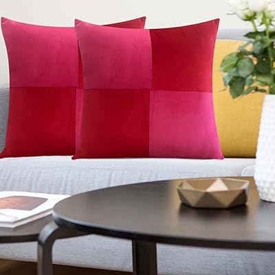Set of 2 square cushion covers in abundant velvet fabric with invisible zipper (14 x 14 cover only, red-rose).. Discover the convenience of DIAYTAR NIGERIA's vast product range delivered affordably in 5-8 days.
