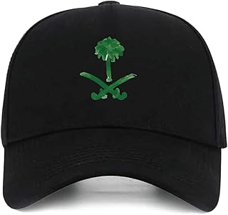 Classic baseball cap adjustable for men and women in black breathable cotton with symbol of Saudi Arabia, black, 30-44.. Shop electronics, clothes, and everything in between on DIAYTAR Nigeria.