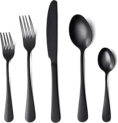 Set of cutlery 20 pieces in silver stainless steel for 4 people, mirror finish, washable in the dishwasher (black).. Shop smarter, not harder with DIAYTAR NIGERIA - thousands of products at your fingertips with affordable delivery.