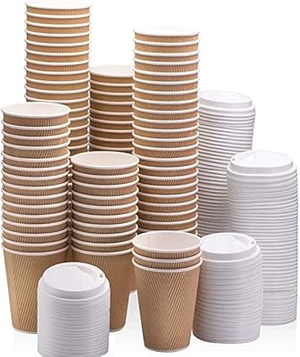 [25 set] Solid -disposable isolated coffee cups with 12 oz with lids - corrugated paper cups for hot drinks.. From household needs to gadgets, DIAYTAR Nigeria has it all.