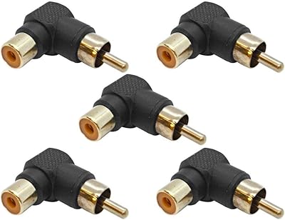 Set of 5 Male RCA cable connectors with female RCA Right angle.. Wide range, low cost, fast delivery — that’s DIAYTAR Nigeria.