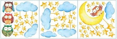 Wall sticker for children's bedrooms, moon, stars, cloud, owl, cartoon pattern, nursery school decoration.. Embrace a new era of online shopping with DIAYTAR NIGERIA's extensive range and budget-friendly prices.