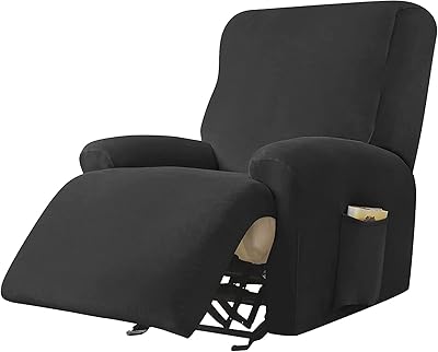 4 -piece velvet rocking chair covers for leather and fabric | Chair covers with lounge rocking with side pocket, suitable for a width of 23 to 35 inches (black).. Enjoy effortless shopping and speedy delivery with DIAYTAR Nigeria.