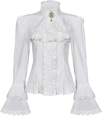 Victorian blouse for women, lolita gothic shirt, long sleeves, ruffles, lotus tops.. DIAYTAR NIGERIA: Your trusted e-commerce partner with extensive product choices and affordable delivery.