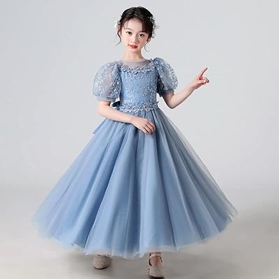 Summer princess dress for girls, ankle length, puffy sleeves, mesh, sequins, a room, for wedding and evening (navy blue, 8 years old).. Affordable choices, delivered fast — that's the DIAYTAR Nigeria promise.