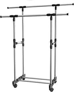 Large double pole hanger clothes clothing with adjustable rod casters (steel poles.. DIAYTAR NIGERIA: Your partner in affordable online retail with reliable delivery across the nation.