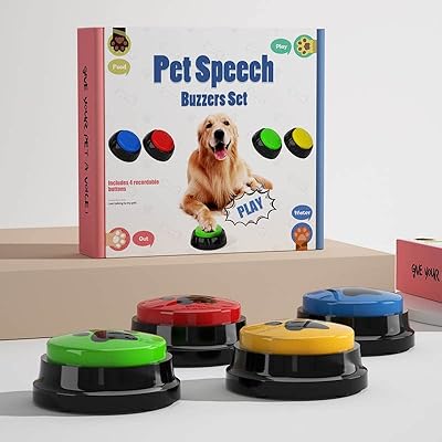 Speaking button for dogs and animal dressage, set of 4 pre -recorded vocal buttons for dogs, 30 seconds recording and playback.. Your new favorite way to shop online — DIAYTAR Nigeria.