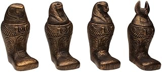 Set of Egyptian canopic pots on feet - bronze - set of 4-4 \ " - Divinity of ancient Egypt - son of Horus - Made in Egypt.. DIAYTAR NIGERIA brings the nation's largest product catalog to your doorstep at prices you'll appreciate.